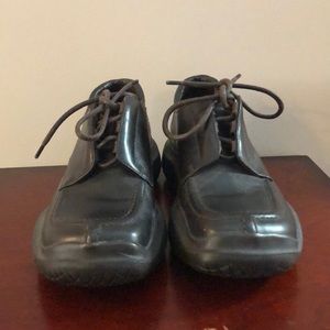 Prada brown leather loafers with rubber sole